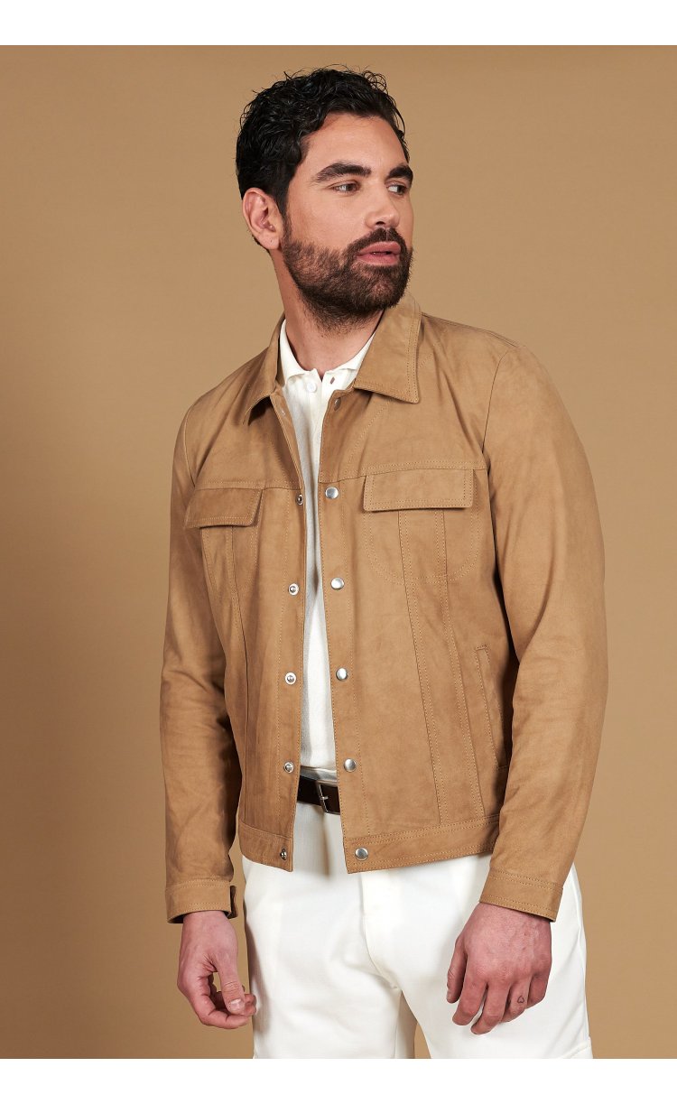 Blouson daim beige non...