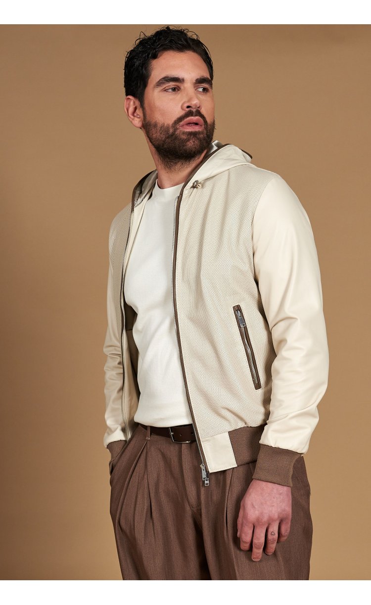 Blouson bomber cuir perforé...