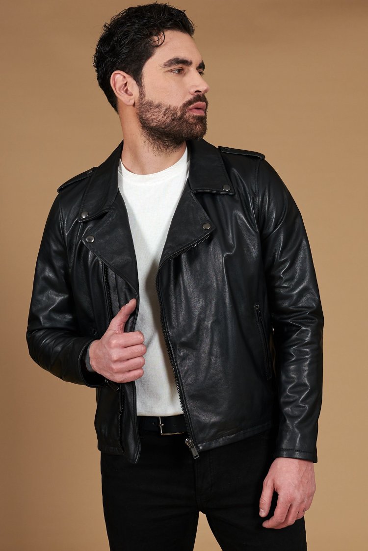 Blouson cuir noir motard...