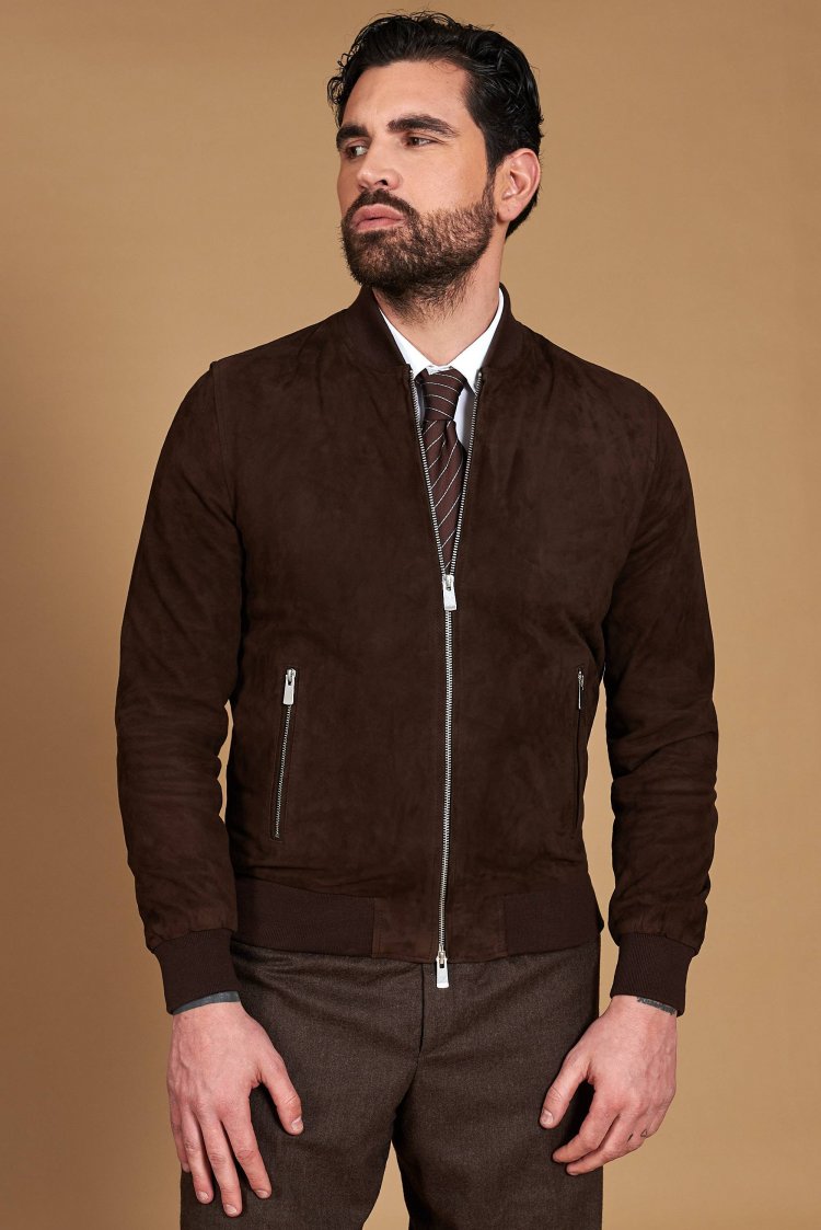 Blouson cuir daim marron...