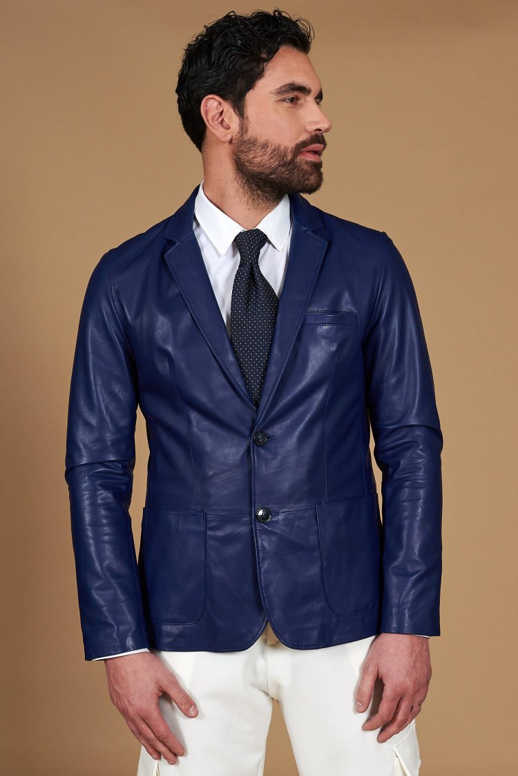 Blazer cuir naturel bleuet...