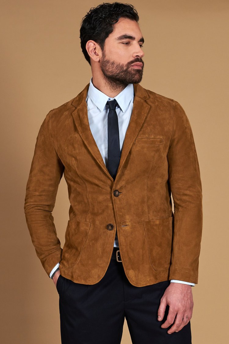 Blazer cuir daim couleur...