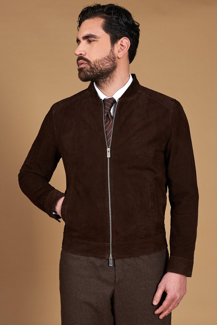 Blouson cuir daim marron...