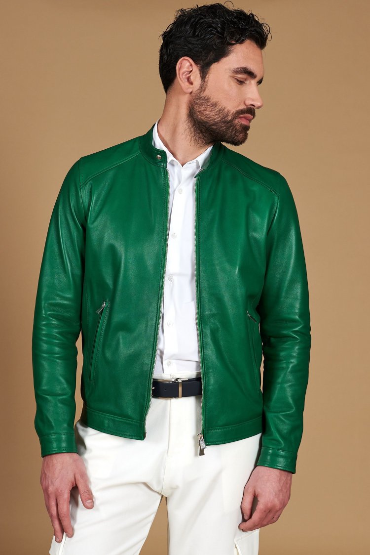 Blouson cuir naturel vert...