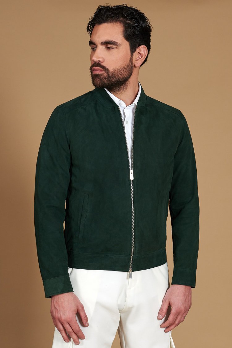 Blouson cuir daim vert...