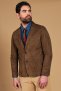 Blazer in pelle scamosciata color fango con due bottoni