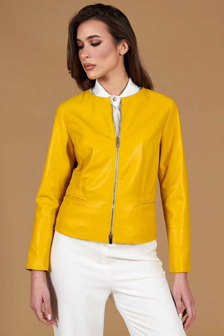 Veste cuir naturel jaune...