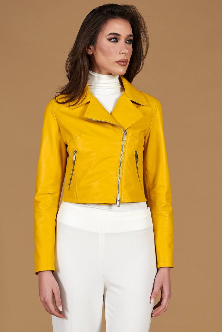 Veste cuir naturel jaune...