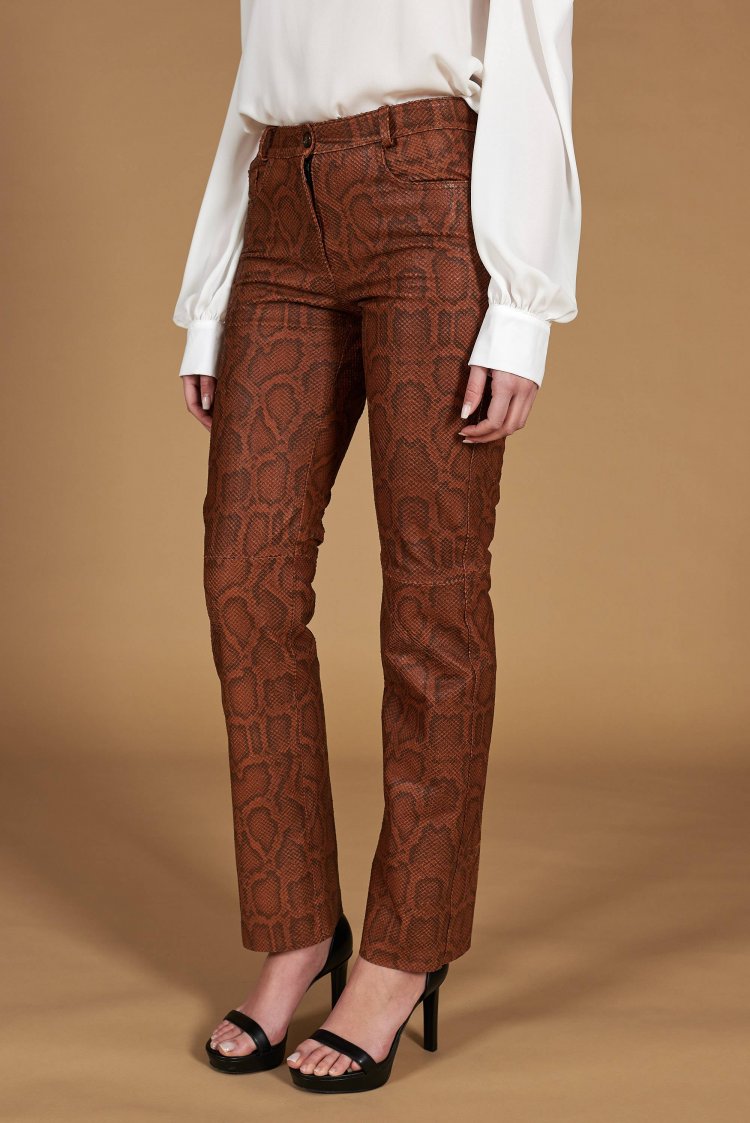 Pantalon cuir plongé marron...