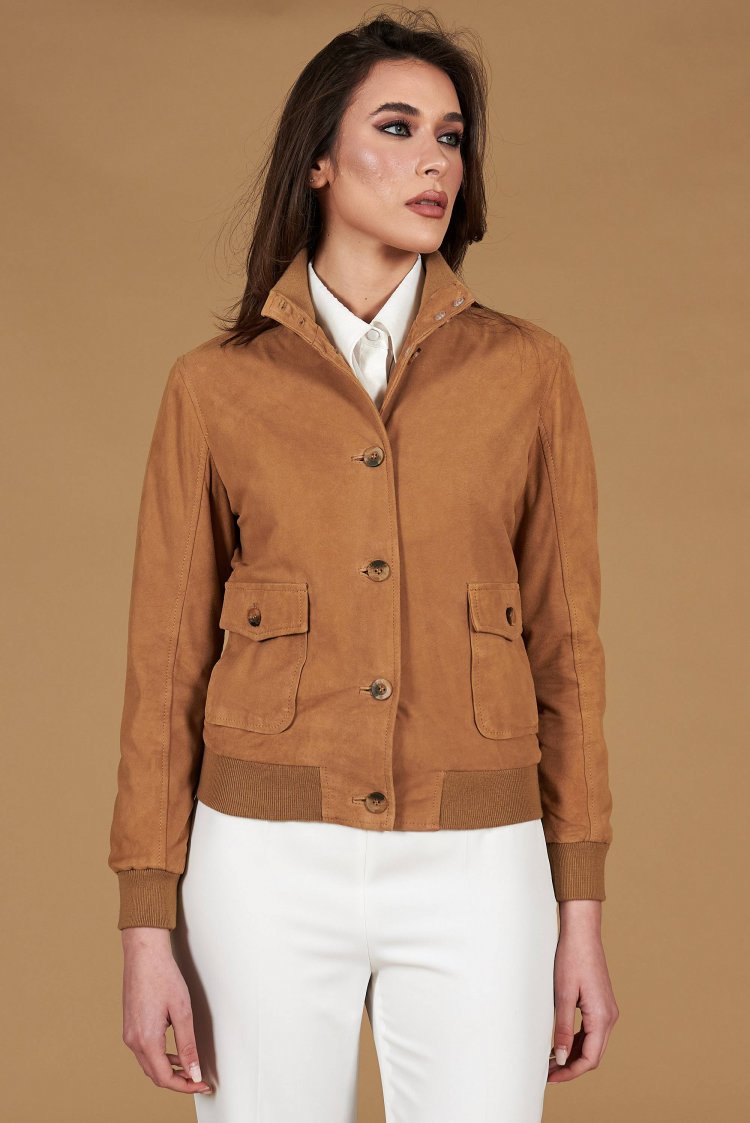 Blouson bomber cuir daim...