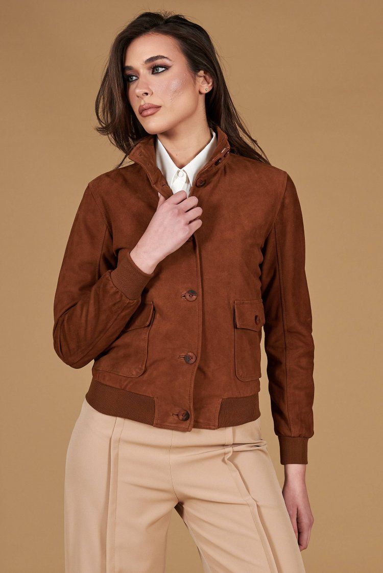 Blouson bomber cuir daim...