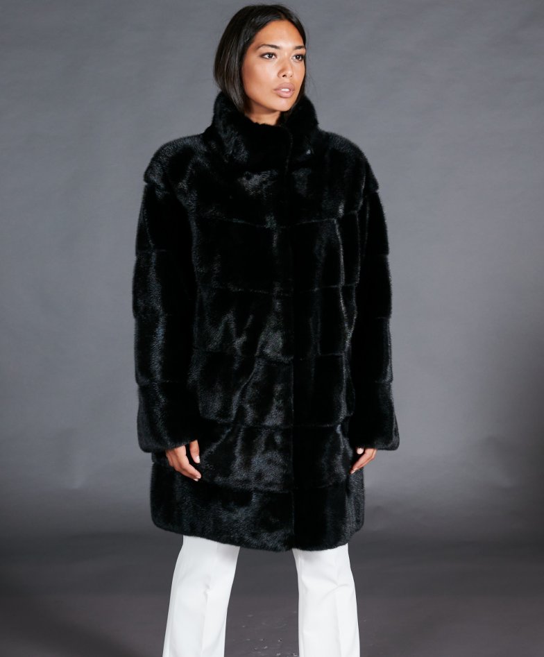 manteau effet fourrure noir