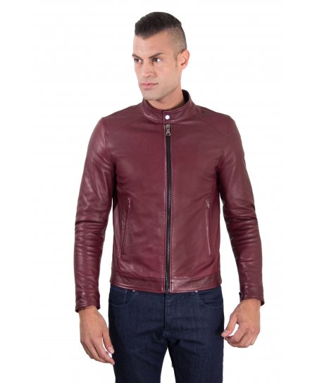 Blouson cuir bordeaux veste...