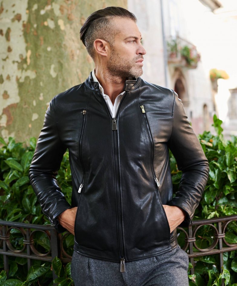 Veste Moto Cuir Longue Noir Homme. Highway 1. one 220,00 €