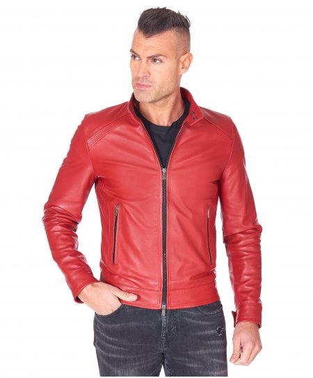 Blouson cuir roux veste...