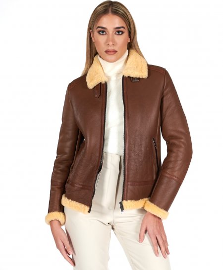 Blouson mouton cognac veste...