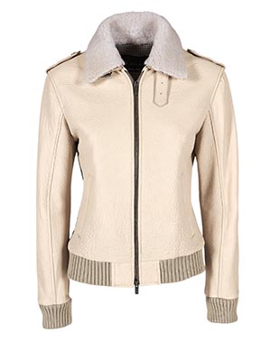 Bomber in pelle crema